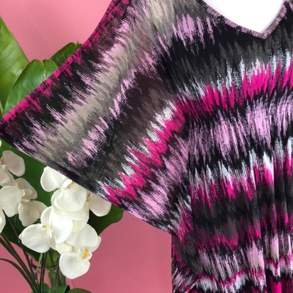 INC Ikat Mirage Print Flowy Multi Color V Neck Dress XS - Picture 7 of 10